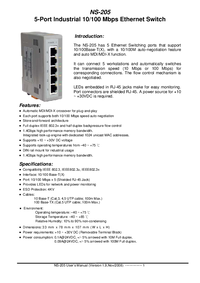 Thumbnail of document Manual - NS-205 5 Unmanaged 10/100Mbps Fast Ethernet Ports w/Auto Negotiation